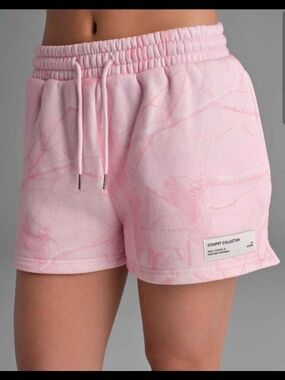 Pink Marble Athletic Shorts with Drawstring Waist
